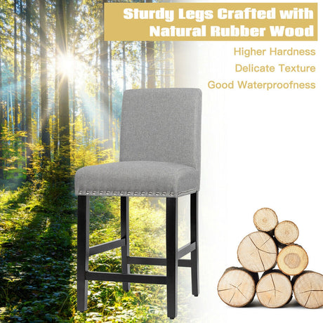 Sillas de cocina de 25 pulgadas con patas de madera de caucho