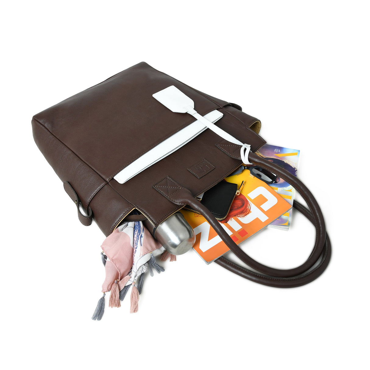 Bolso Tote de Cuero Marrón Castaño Chestnut Charm