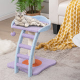 Árbol para gatos de peluche de mohair de 19 pulgadas con escalera y pelota con cascabel-Morado