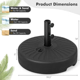 Base de sombrilla redonda rellenable de 19.5 pulgadas para jardín y piscina - Negro