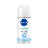 Nivea Fresh Natural Women's Roll-On Deodorant - 48 Hour Protection, Alcohol-Free, Natural Fragrance