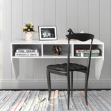 Mesa flotante de ordenador de pared con estante de almacenamiento - Blanco