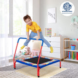 Trampolín Cuadrado de 36 Pulgadas para Niños, Uso Interior/Exterior, con Barandilla de Espuma - Azul