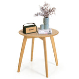 Mesa auxiliar redonda de bambú, moderna y elegante, con tablero redondo de 50,8 cm - Natural