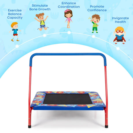 Trampolín Cuadrado de 36 Pulgadas para Niños, Uso Interior/Exterior, con Barandilla de Espuma - Azul