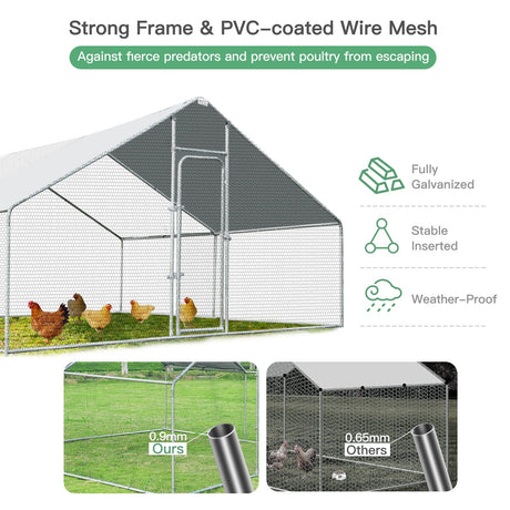 Gallinero transitable de 13 x 13 pies con cubierta impermeable para granja de patio exterior
