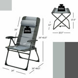 Juego de 2 sillas plegables de comedor con reposapiés, ajustables reclinables, para patio, Patiojoy, gris