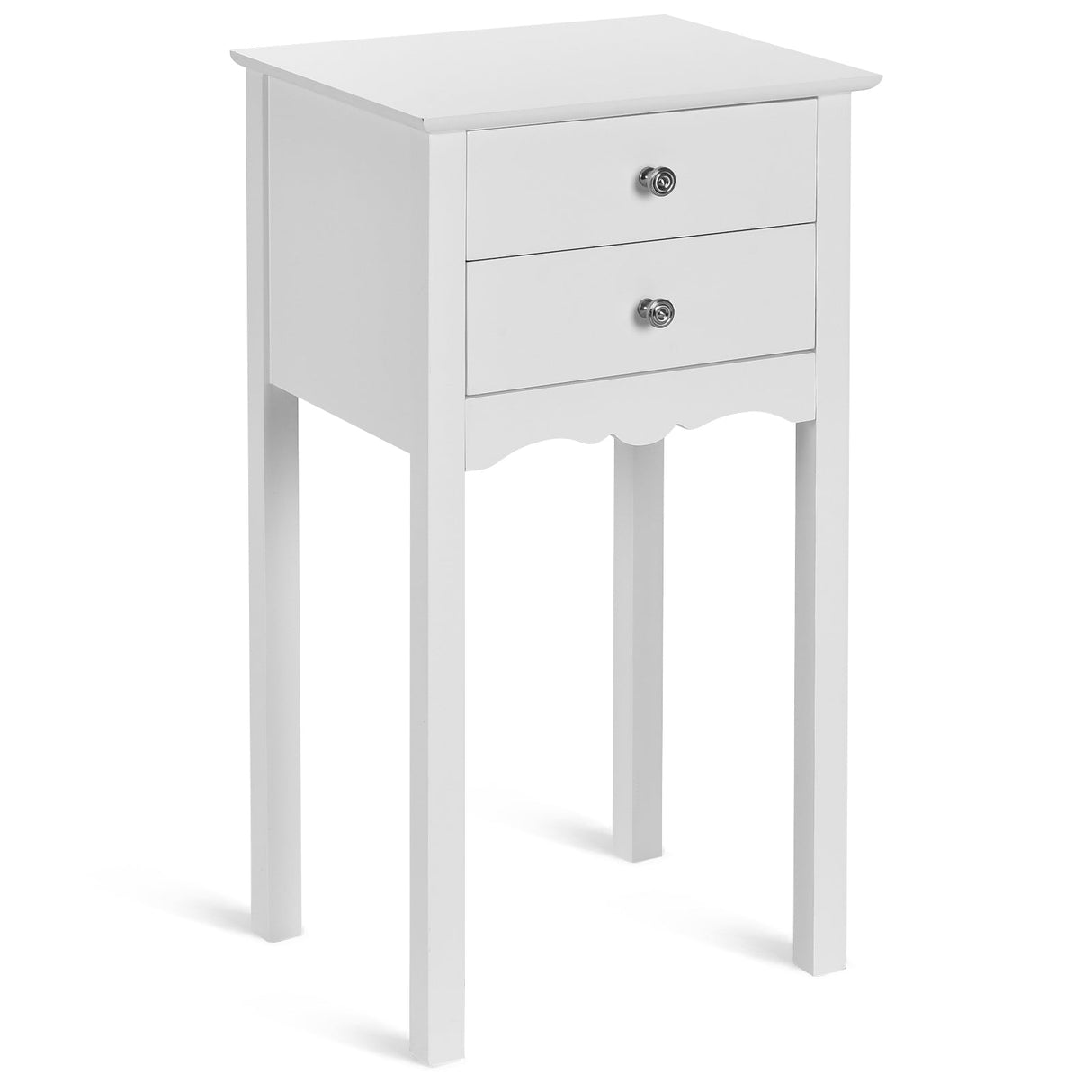 Mesa auxiliar/lateral decorativa con 2 cajones - Blanca