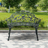 Banco de patio de aluminio fundido para exterior, diseño Rosa Antigua
