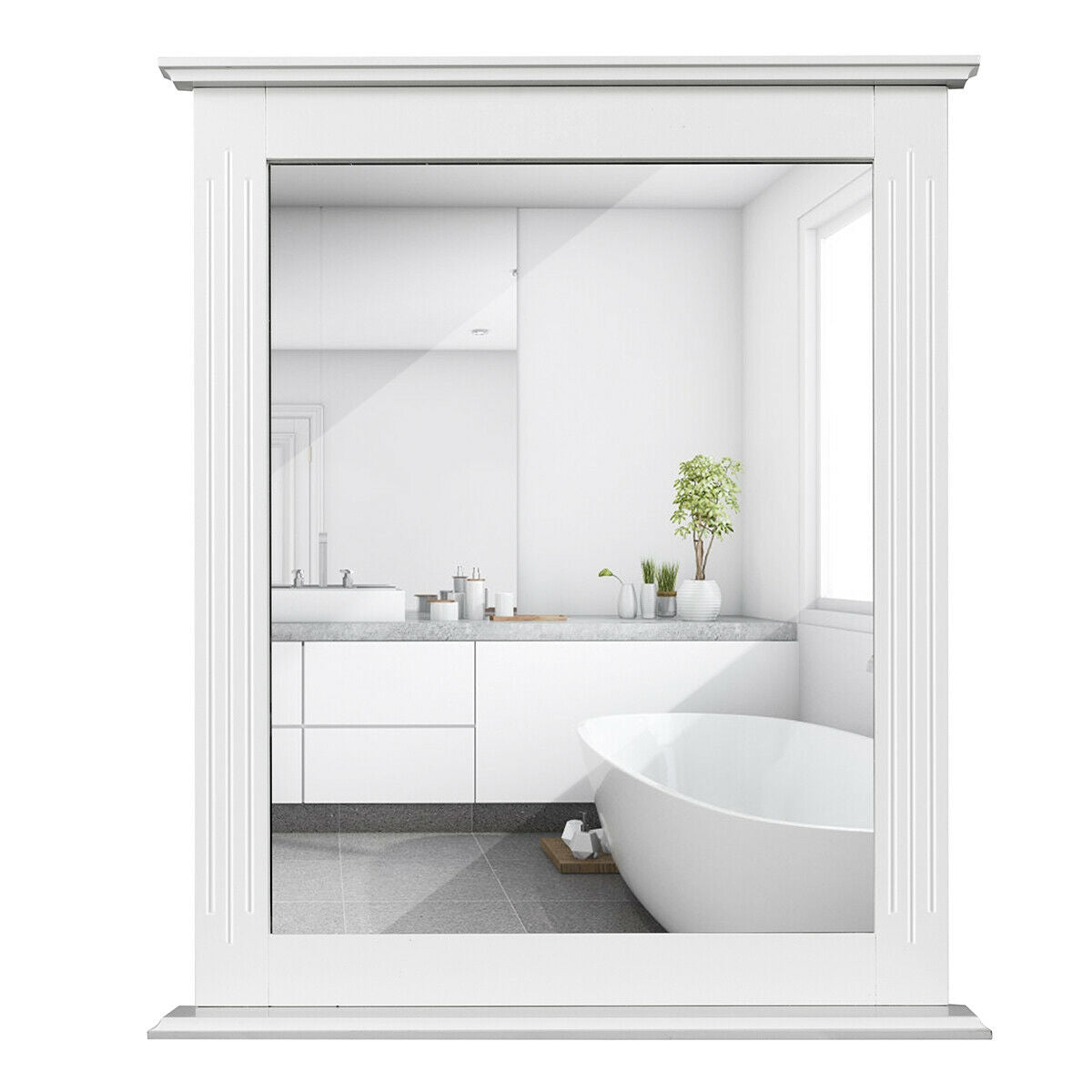 Espejo de tocador multiusos de pared con estante