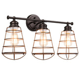 Lámpara de tocador de 3 luces para baño con jaula de metal
