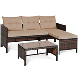 Juego de sofá de ratán de mimbre para patio de 3 piezas