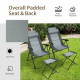 Juego de 2 sillas plegables de comedor con reposapiés, ajustables reclinables, para patio, Patiojoy, gris