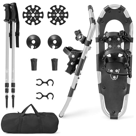 Raquetas de nieve ligeras para todo terreno 4 en 1 de 21/25/30 pulgadas con sistema de pivote flexible