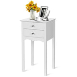 Mesa auxiliar/lateral decorativa con 2 cajones - Blanca