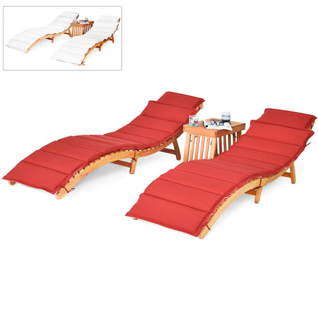 Juego de 3 Sillas Plegables de Teca para Patio con Mesa Lateral Plegable
