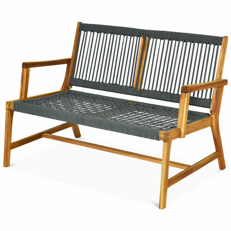 Banco de jardín de madera de acacia para 2 personas para balcón y patio