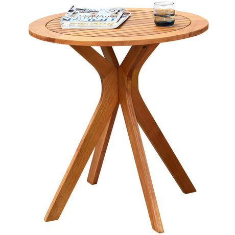 Mesa auxiliar de bistró redonda de madera maciza para exterior de 27 pulgadas