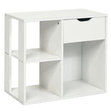 3-Cube Bookcase 2-tier Wooden Storage Shelf with Pull-out Drawer-Brown