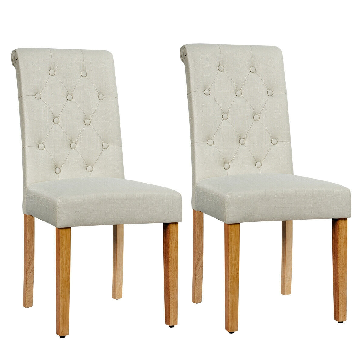 Juego de 2 sillas de comedor tapizadas con almohadillas antideslizantes ajustables