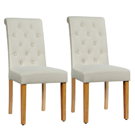 Juego de 2 sillas de comedor tapizadas con almohadillas antideslizantes ajustables