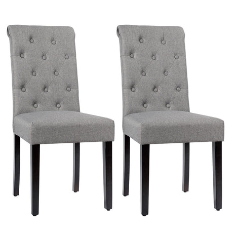 Juego de 2 sillas de comedor tapizadas con almohadillas antideslizantes ajustables