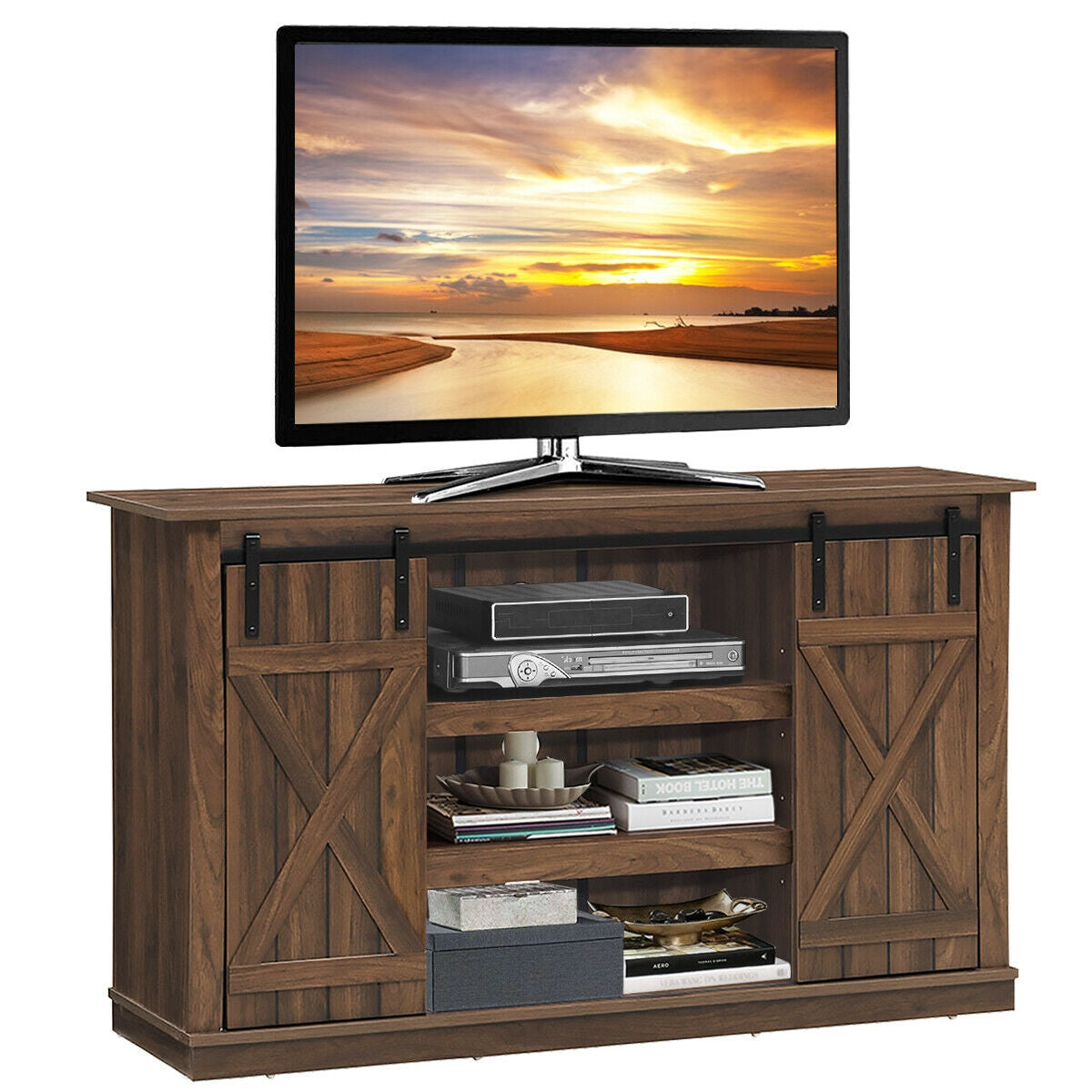 Mueble de TV con puertas corredizas tipo granero