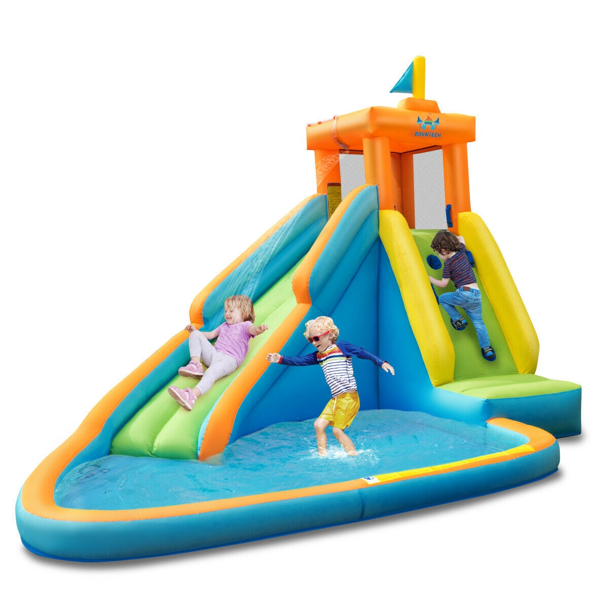 Casa inflable con tobogán de agua sin soplador