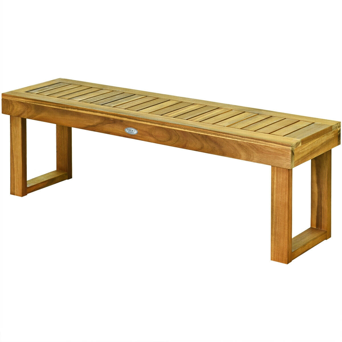 Banco de comedor de madera de acacia de 52 pulgadas con asiento de listones