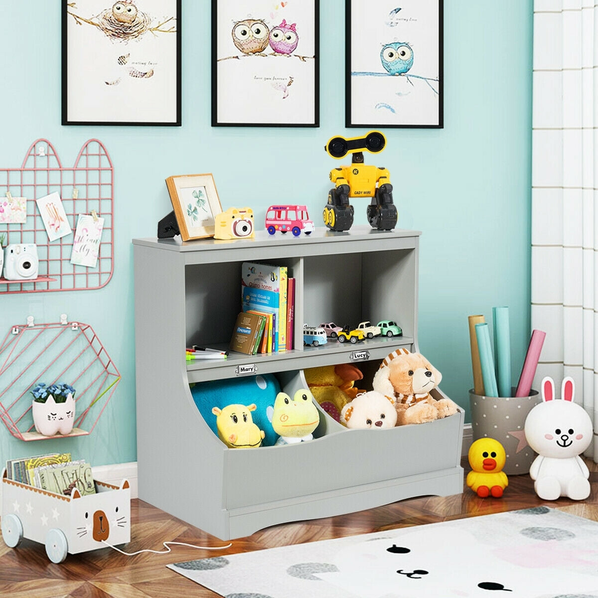 Mueble Bajo Multiusos con Estantería para Niños