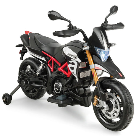 Moto montable para niños de 12 V con licencia Aprilia, sonidos y música