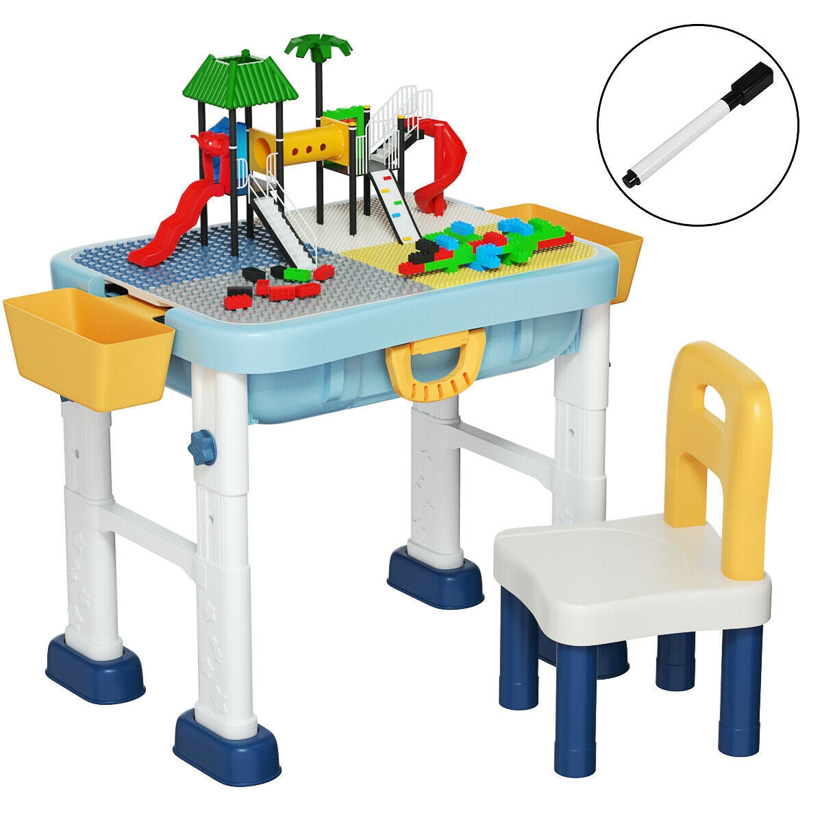 Juego de mesa de actividades 6 en 1 para niños con silla