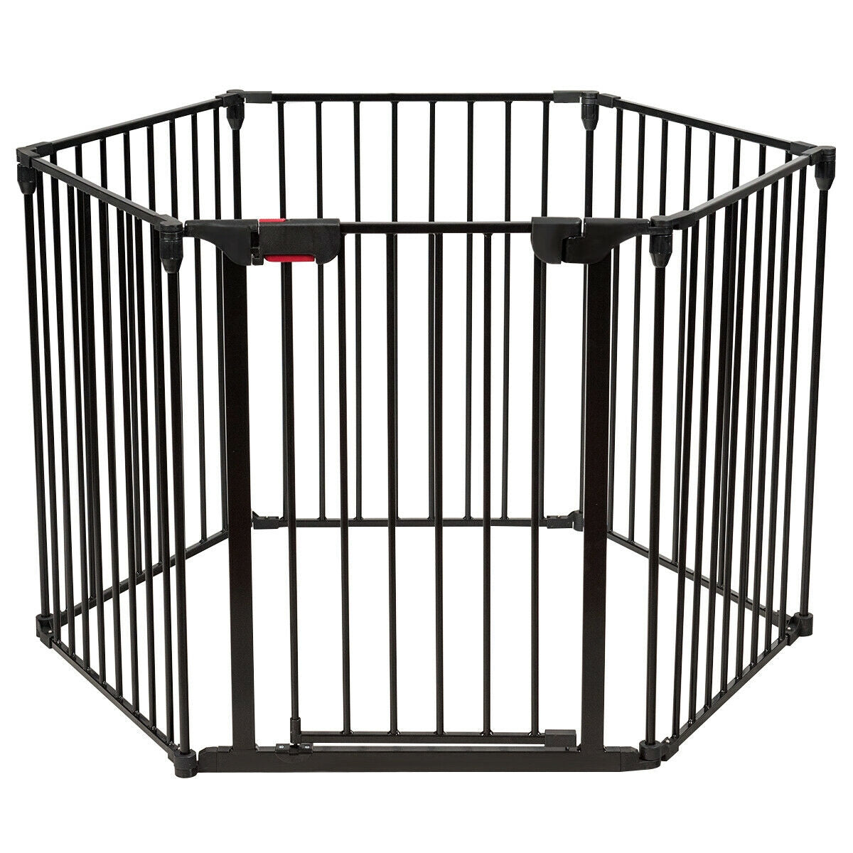 Valla de metal de 6 paneles ajustable para bebés, de montaje en pared - Negra