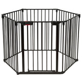 Valla de metal de 6 paneles ajustable para bebés, de montaje en pared - Negra