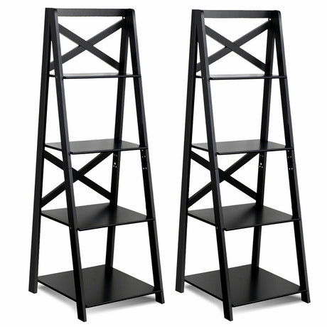 Juego de 2 estanterías de madera de 4 niveles