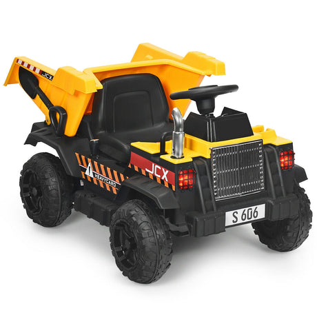 Camión volquete eléctrico para niños de 12 V con batería y balde volquete - Amarillo