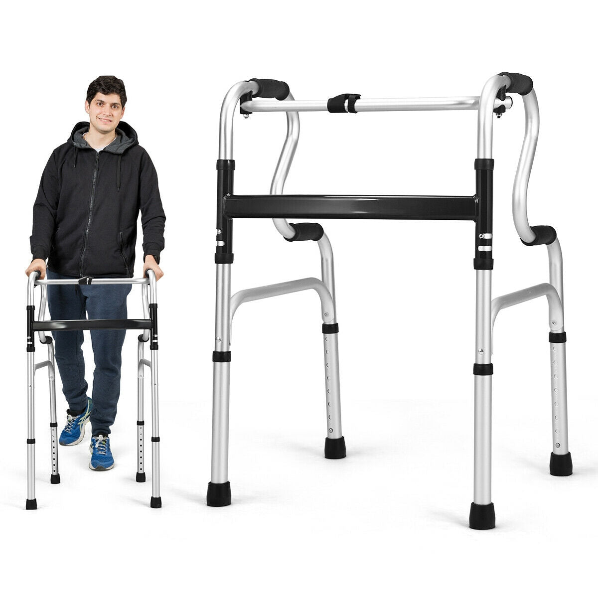 Andador plegable de aluminio con un solo botón