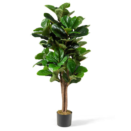 Higuera de hoja de violín artificial de 4 pies en maceta decorativa