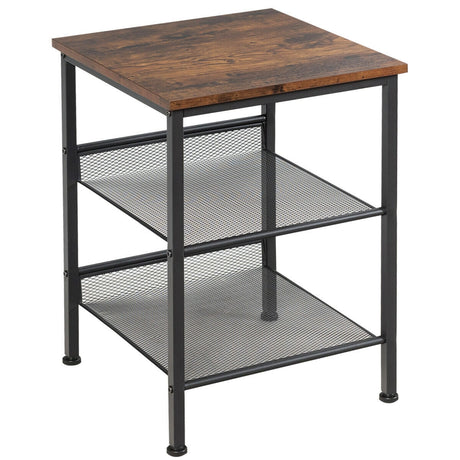 Mesa Auxiliar Industrial de 3 Niveles con Estantes de Malla y Estantes Ajustables