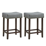 Juego de 2 taburetes de bar tipo silla de montar con cabezas de clavos, 61 cm de alto