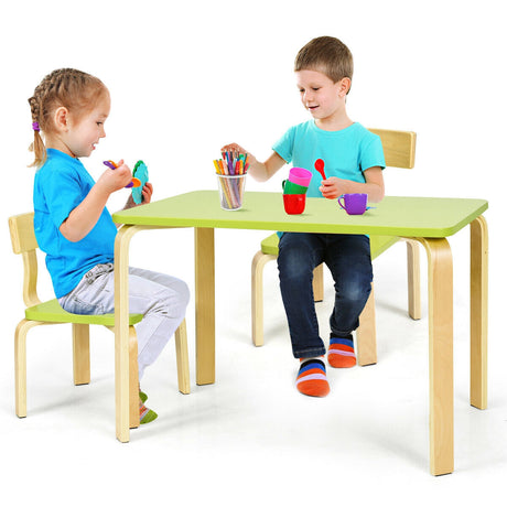 Juego de mesa y 2 sillas de madera de 3 piezas para niños