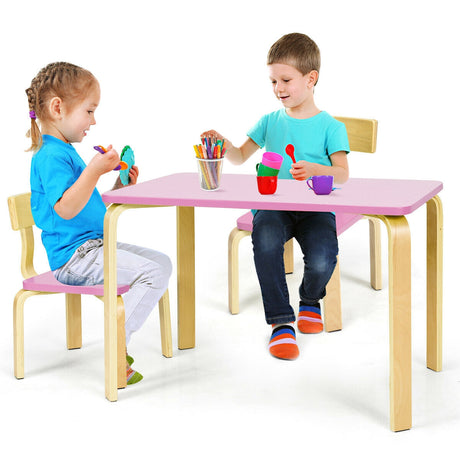 Juego de mesa y 2 sillas de madera de 3 piezas para niños