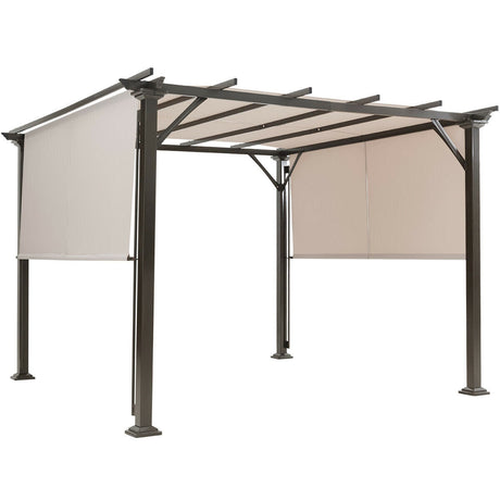 Cobertizo de 10 x 10 pies con estructura metálica para muebles de patio - Beige
