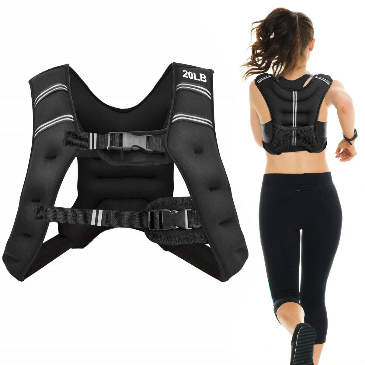 Equipo de entrenamiento con chaleco de pesas, hebillas ajustables y bolsa de malla