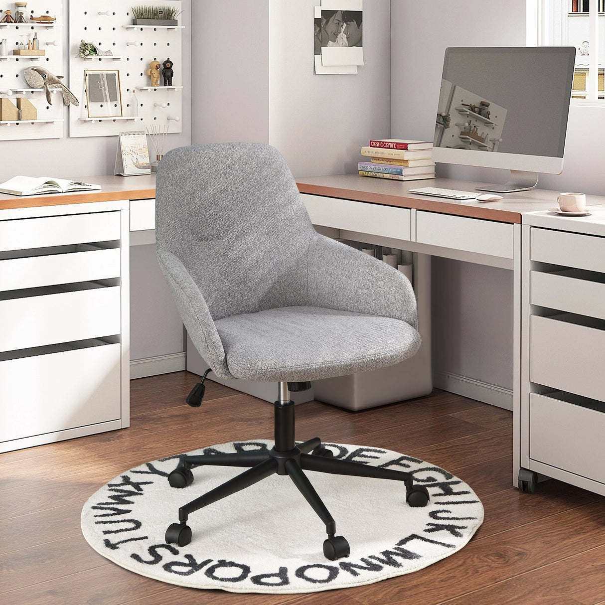 Sillón de oficina de tela con respaldo basculante-Gris