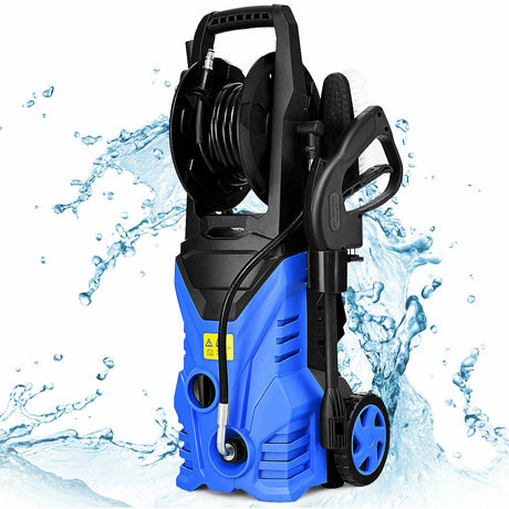Limpiadora a presión eléctrica de 1800W y 2030PSI con carrete para manguera