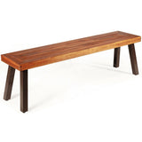 Banco de comedor de madera de acacia para patio con patas de acero