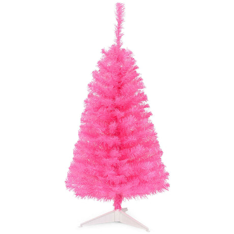 Mini árbol de Navidad artificial sin luces de 36 pulgadas con base de plástico - Verde