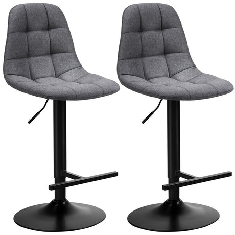 2 taburetes de bar ajustables giratorios de altura de mostrador de lino - Marrón