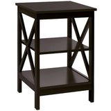 3-Tier Nightstand End Table with X Design Storage